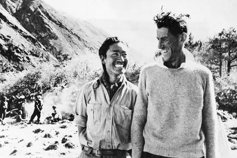 Tenzing Norgay and Edmund Hillary photographed after their return from the successful climb. Bettmann / Contributor / Getty Images